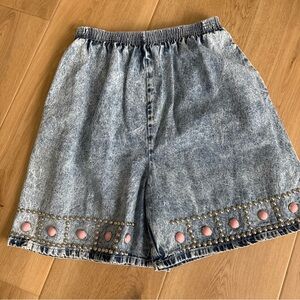 Denim Women's Shorts with Pink Accents